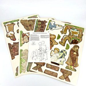 VTG Paper Manger Nativity Scene Christmas Decorating Kit 3D 1979 Double Sided